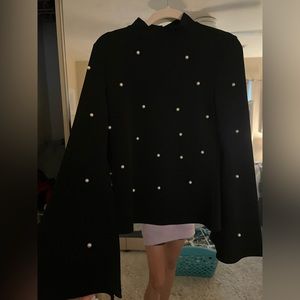 SHEIN black pearl blouse